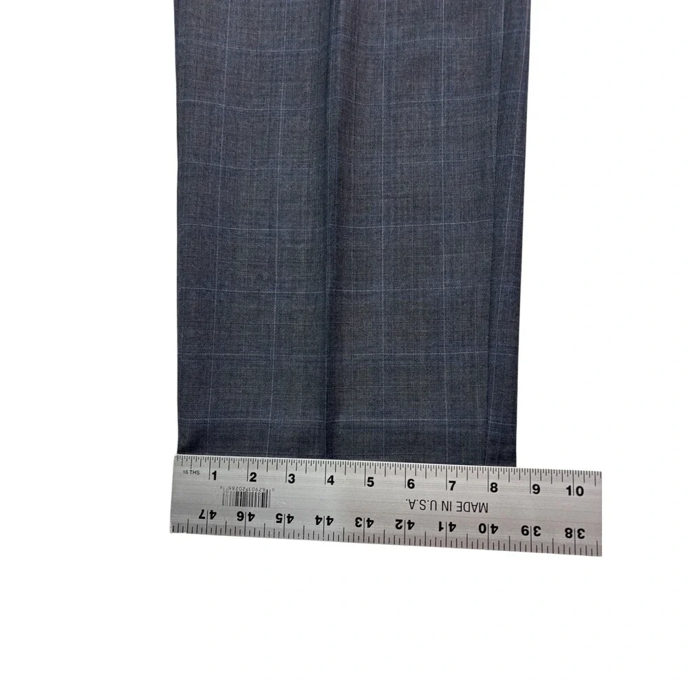 Hart Schaffner Marx 40L 34x30 Charcoal Windowpane 2pc Pant Suit USA Wool Chicago
